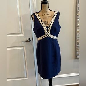 Lily Pulitzer Navy and Gold Shift Dress